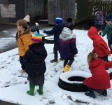 Nursery playing in snow, Feb 2020